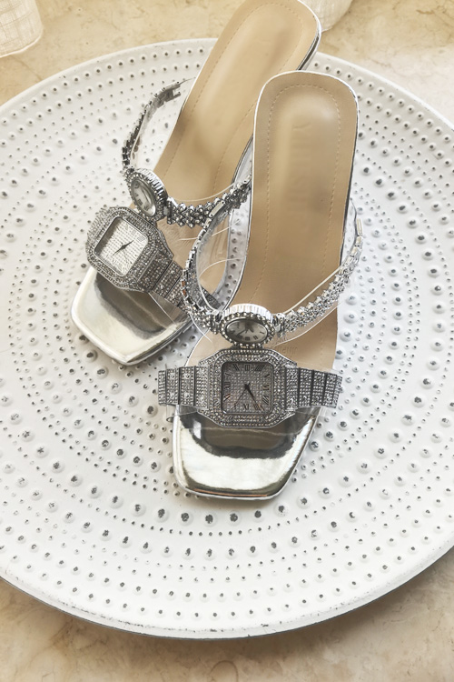 Leather Watch Strap - Sandales à talons hauts pour femmes,