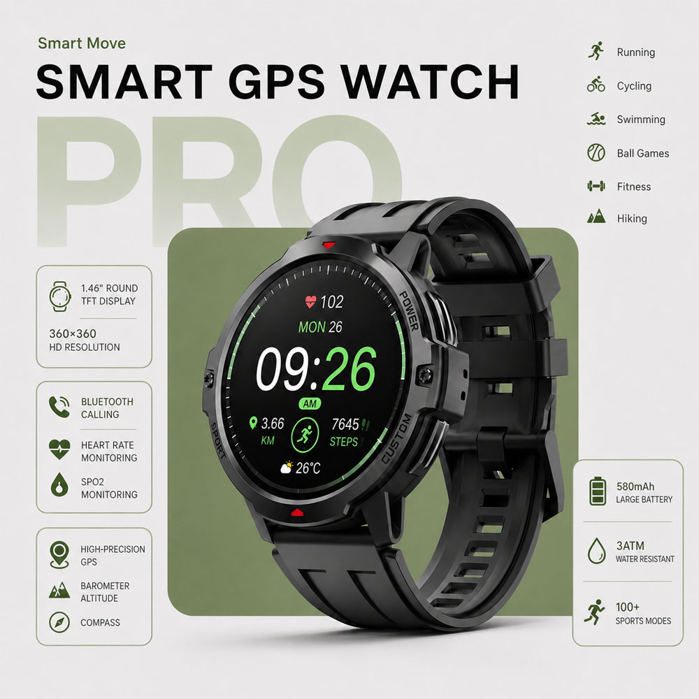 Smartwatch Timex Watches For Men - NOUVEAU Montre connectée GPS militaire 1,46