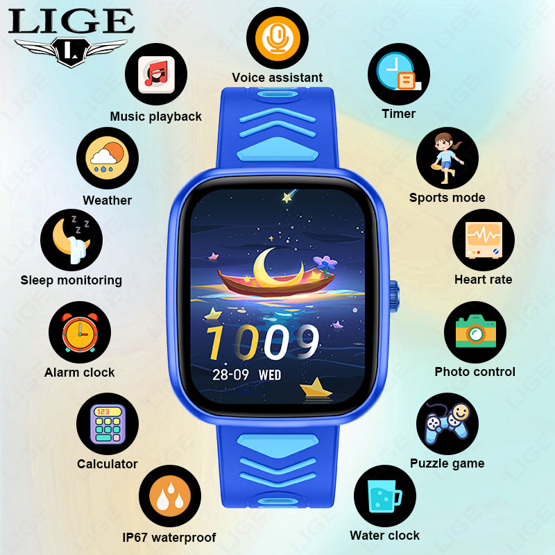 Smartwatch Watches Gift For Boys On Birthday - Montre connectée pour enfants LIGE, étanche,