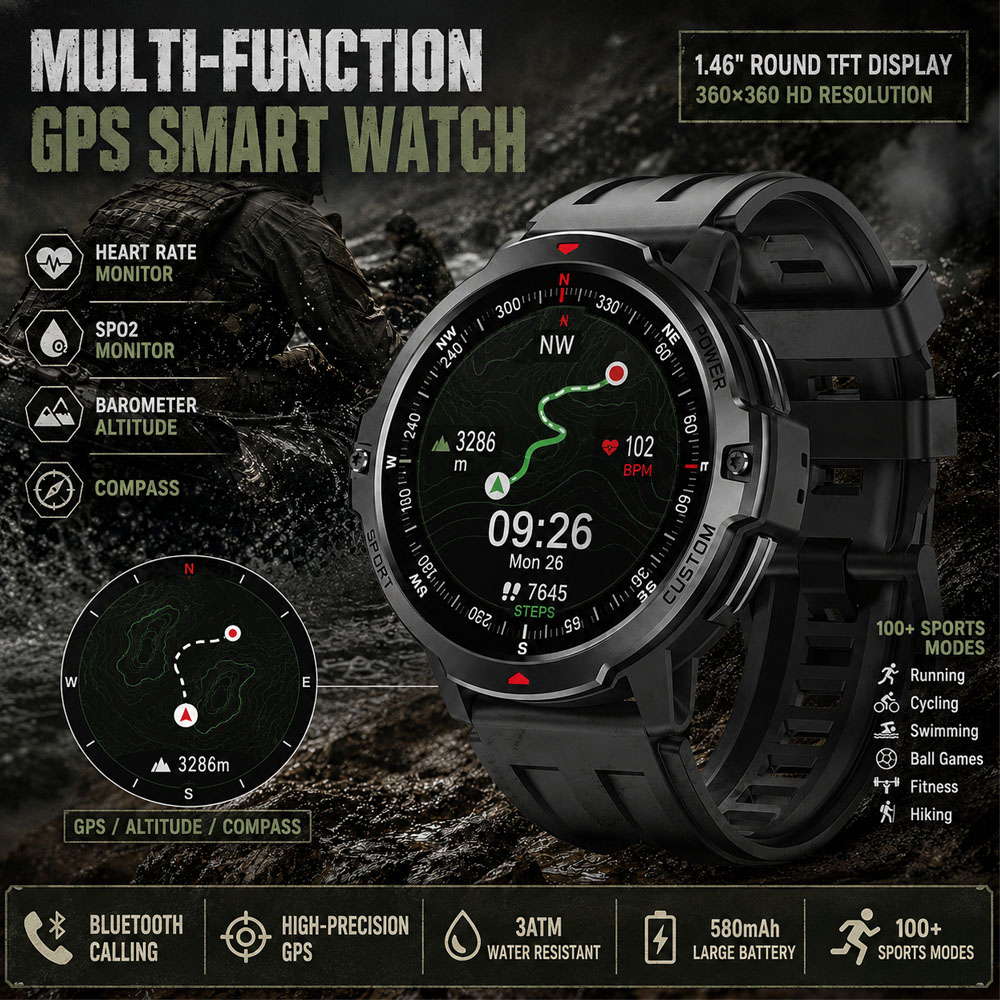 Smartwatch Timex Watches For Men - NOUVELLE Montre connectée GPS militaire de