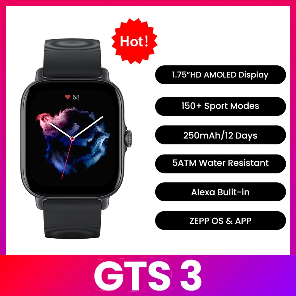 Smartwatch Timex Watches For Men - Montre connectée Amazfit GTS 3, étanche