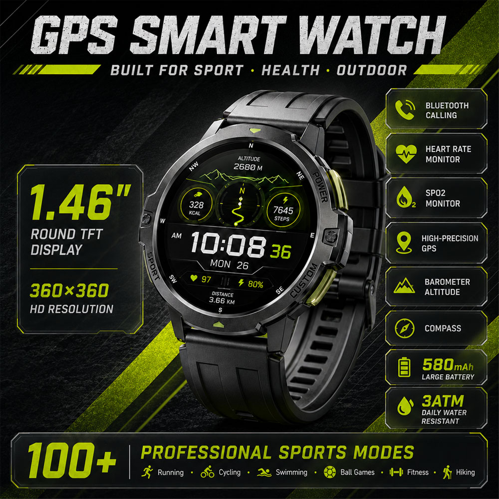 Smartwatch Timex Watches For Men - Nouvelle Montre Connectée Militaire GPS Étanche