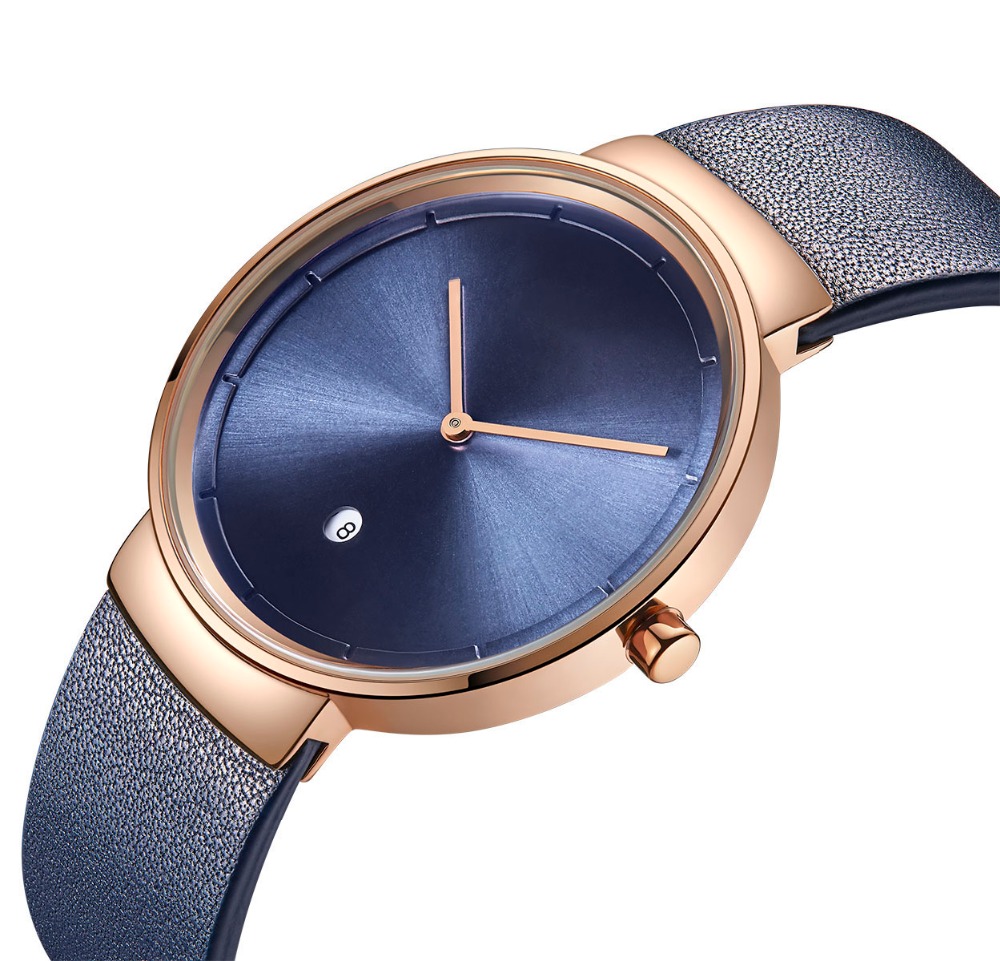 Montre à cadran bleu avec brac - Leather Watch Strap avis et prix