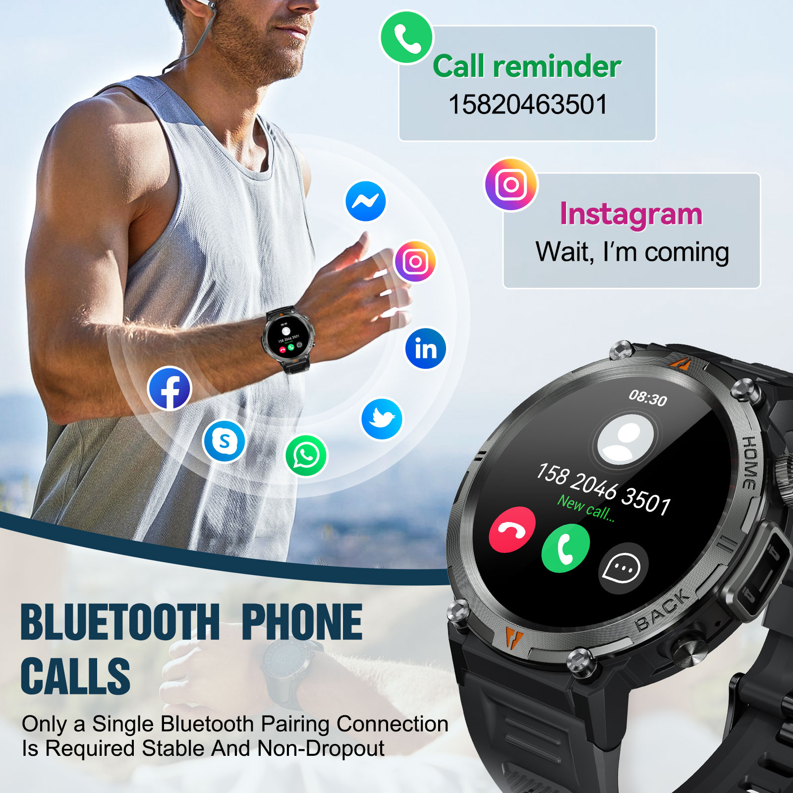 EIGIIS KE3 Bluetooth appel mon - Smartwatch Watches With Bluetooth avis et prix