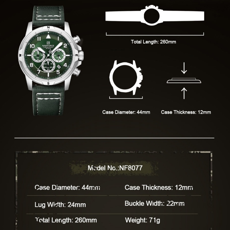 NAVIFORCE – montre chronograph - Leather Watch Strap avis et prix